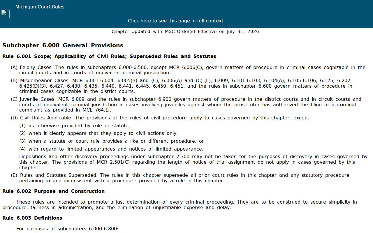 Clare County bench warrant lookup: Michigan court rule text covering warrant contents and failure to appear