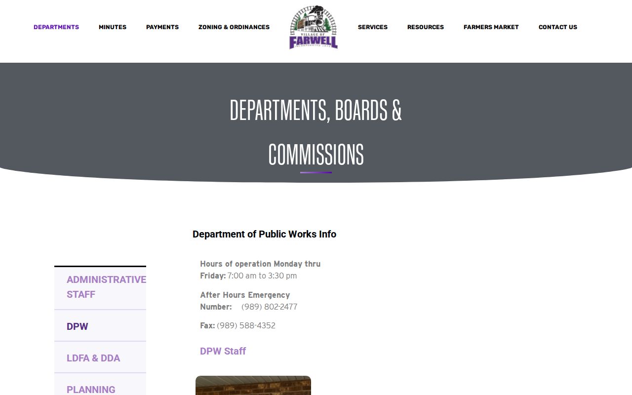 Farwell warrant check: official village department and facility contact page