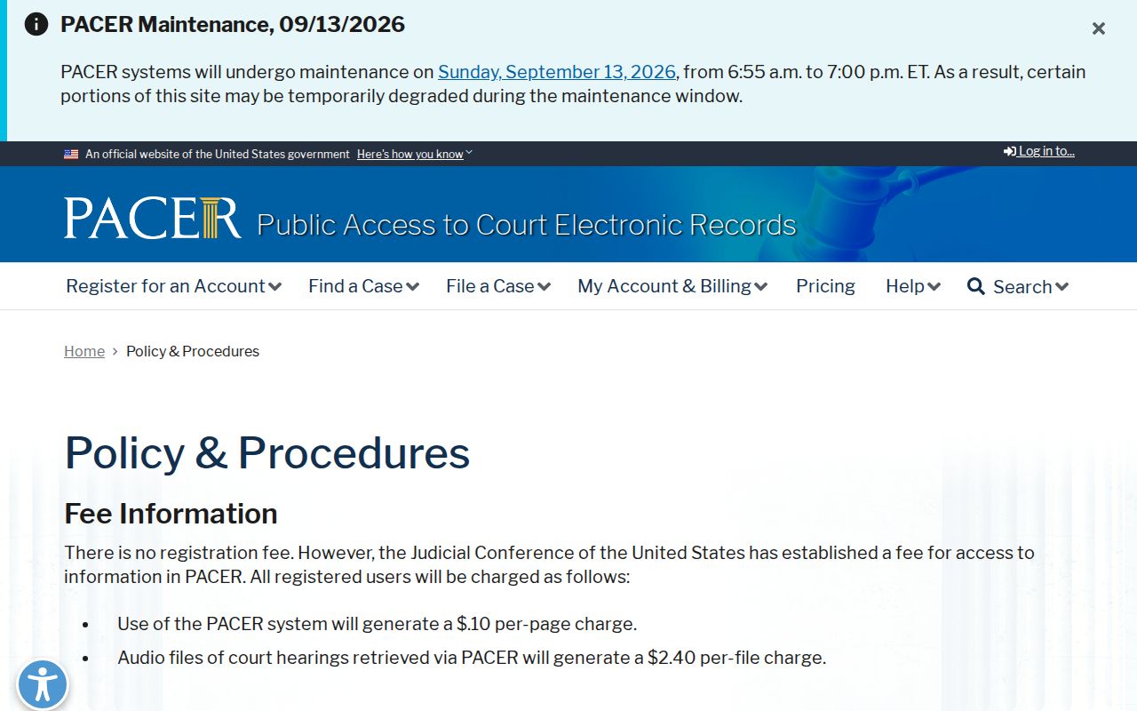 Clare County most wanted: federal court records access and fee policy page