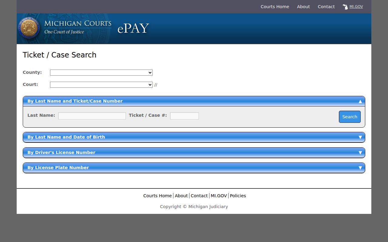 Clare County traffic warrant lookup: Michigan courts ticket and case search controls